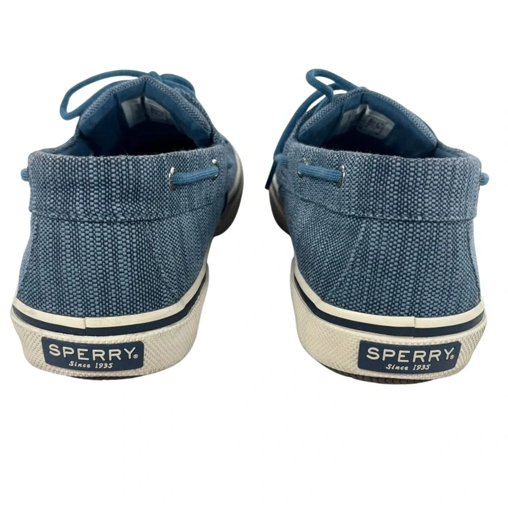 Sperry Boat Shoes Blue Canvas Bahama Nautical Preppy Mens 10.5
